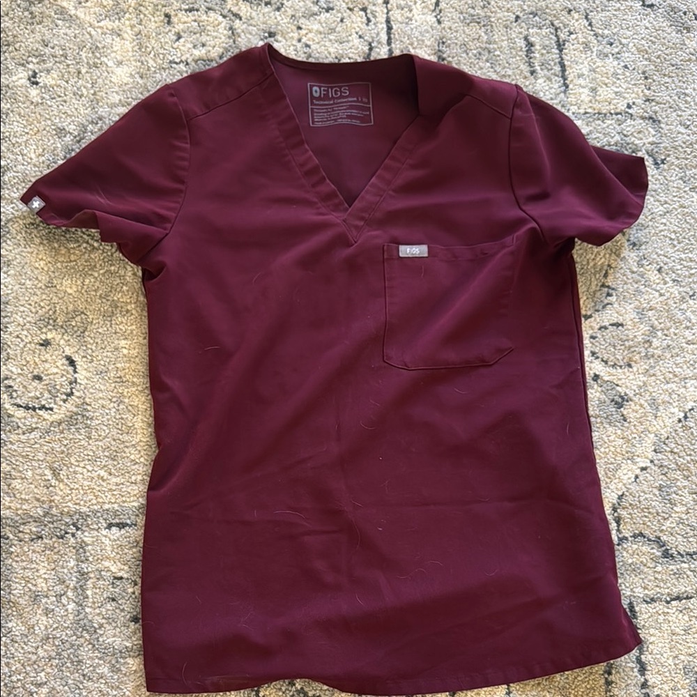 Figs Burgundy Scrub Top